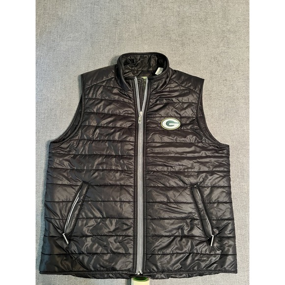 Tommy Bahama X NFL Collaboration Green Bay Packers Puffer Vest Men L Black
